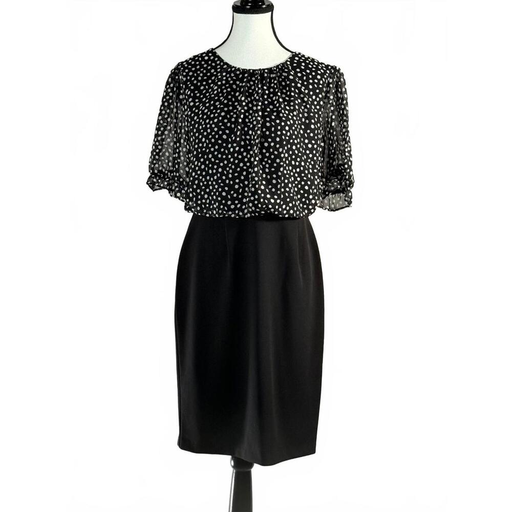 NWT Connected Apparel Women's Polka Dot Midi Dress Size 4 - Picture 3 of 7